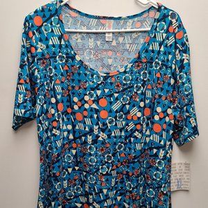 LulaRoe Mosaic Geometric Perfect T- Size XL-Blue